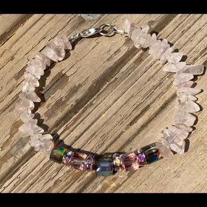 Bracelet handcrafted with rose quartz & Swarovski